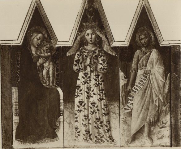 Sansoni, Mario — Niccolò di Liberatore (Alunno) - sec. XV - Santa incoronata da angeli (?); Madonna con Bambino in trono; San Giovanni Battista — insieme